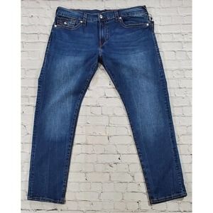 True Religion Geno Big T Flap Relaxed Slim Fit Medium Crisp Indigo Jeans MENS 40